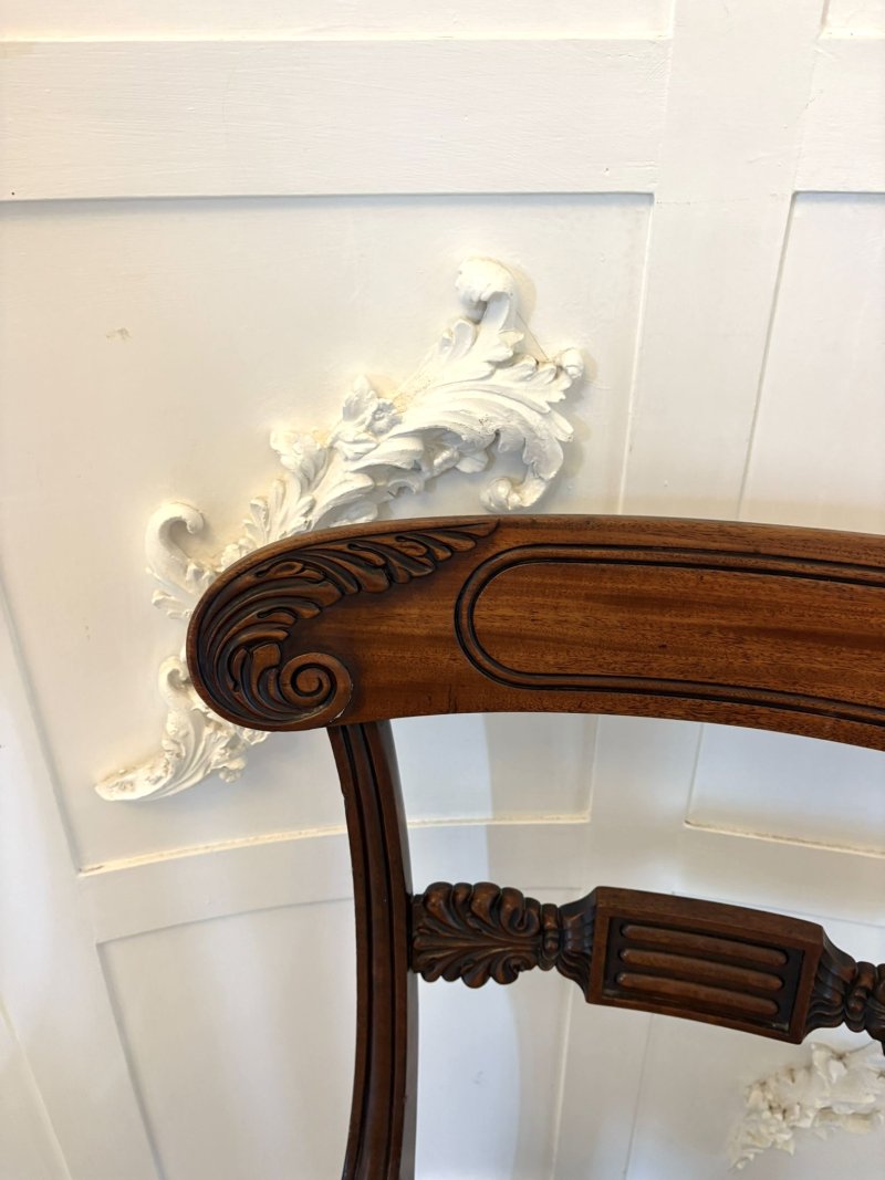 Set of 4 Antique Regency Quality Carved Mahogany Dining Chairs - Image 10